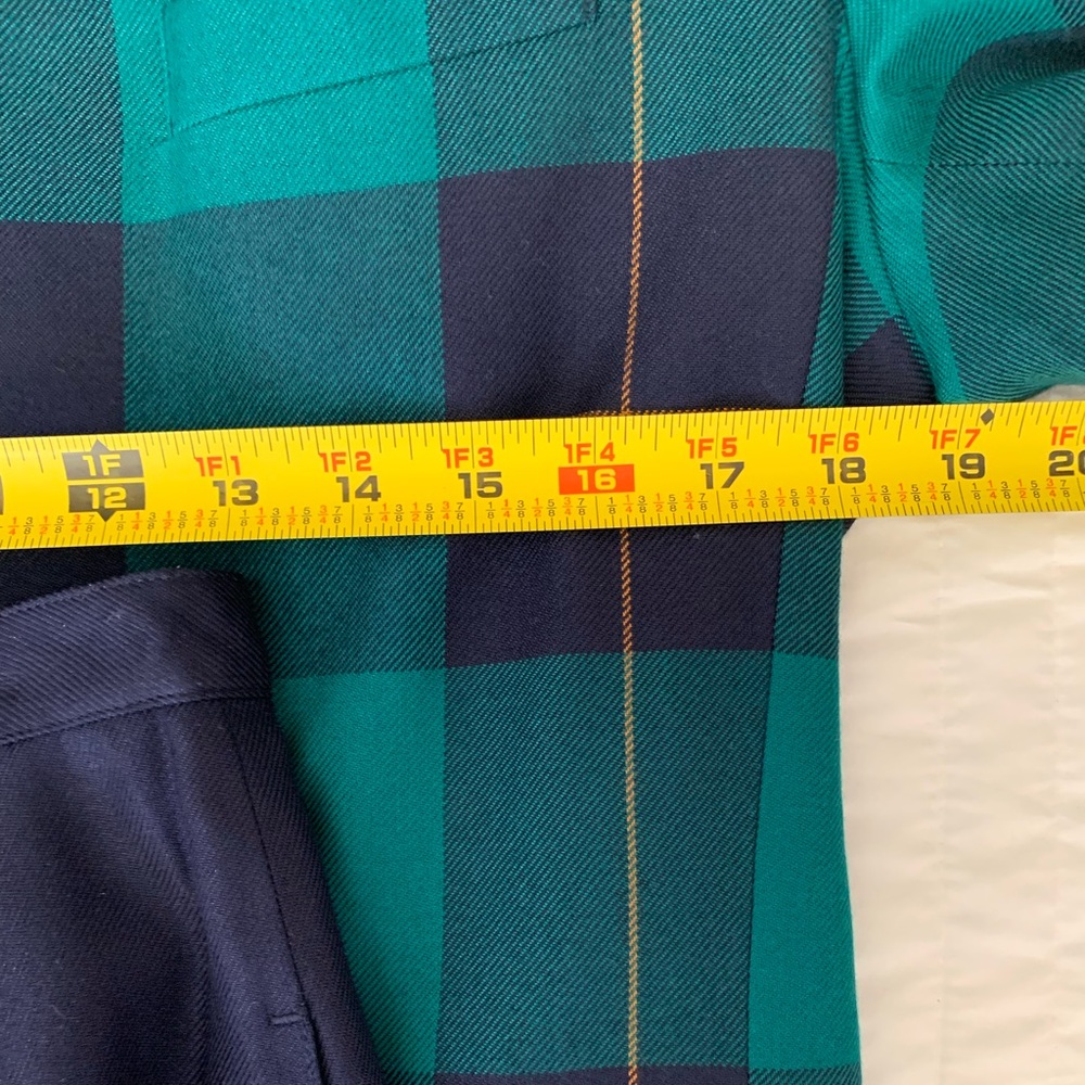 Vintage Le Suit Set Blazer Jacket Skirt 2 PC 80s Green Navy Plaid Women’s Size 6 - Picture 12 of 16